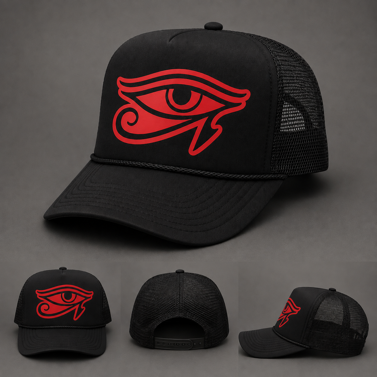 GOD TALK™ Divine Vision Trucker Hat (Black/Red)