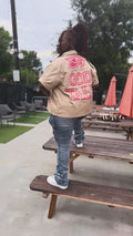 GOD TALK™ “Aligned” Oversized Shirt (Tan & Pink)