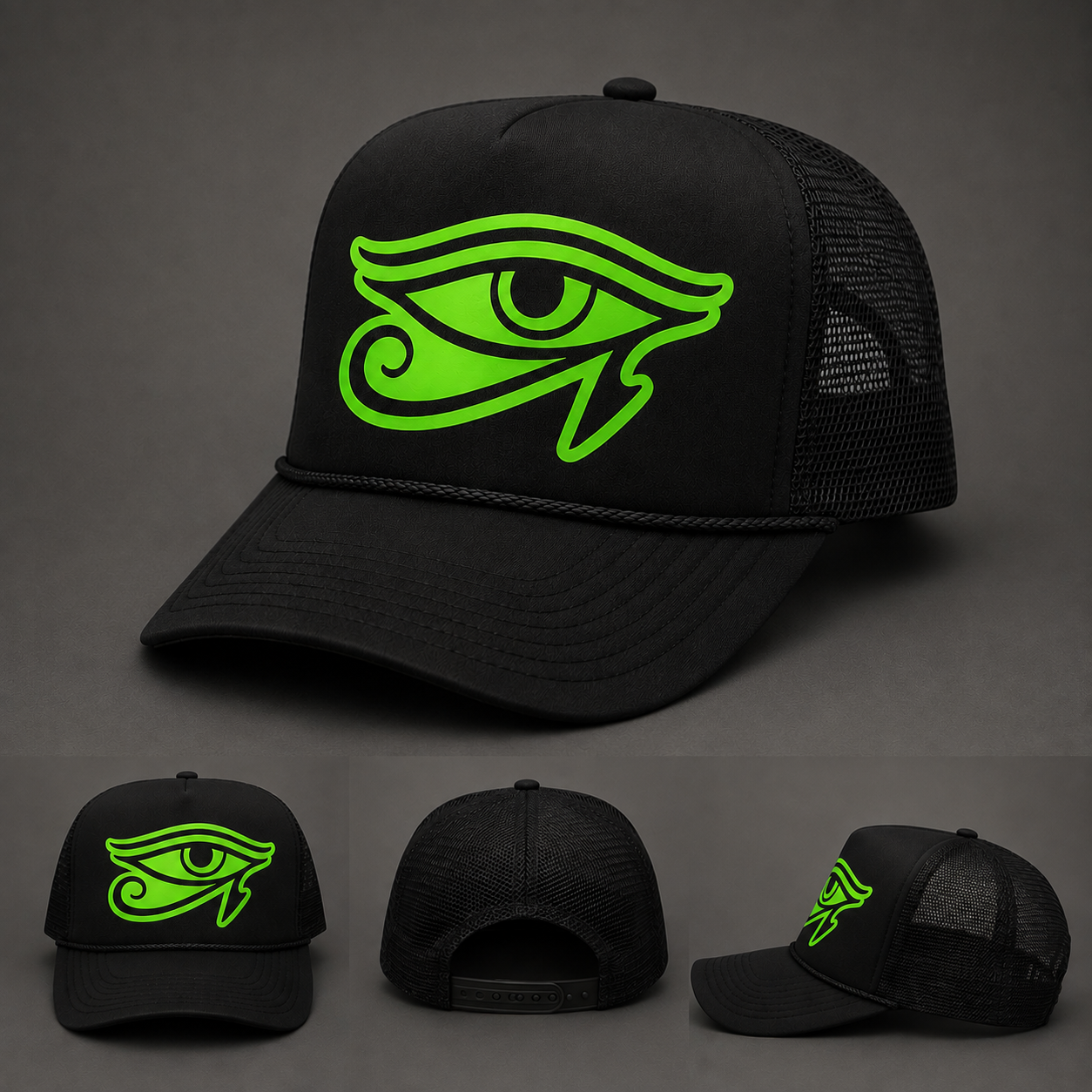 GOD TALK™ Divine Vision Trucker Hat (Black/Neon Green)